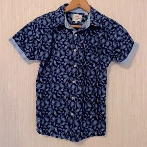 Ben Sherman Shirt- Short Sleeve- Blue Paisley- Youth Medium 10-12- Bangladesh